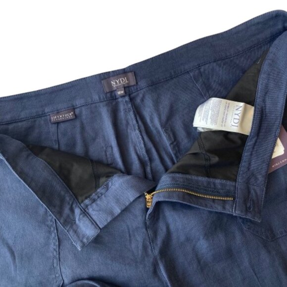 NYDJ Wide Leg Cargo Capri Pants Linen Blend Plus 18W Oxford Navy NWT - Picture 9 of 11